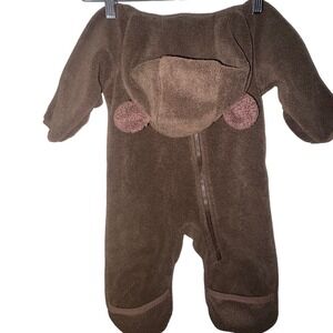 Columbia Baby Fleece Bunting Suit 3-6Months Brown Hooded One-Piece Winter Outfit